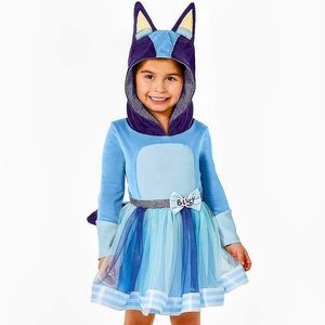 FAST SHIPPING ! BLUEY Dress Costume Hooded Skirt from SPIRIT Halloween NWT